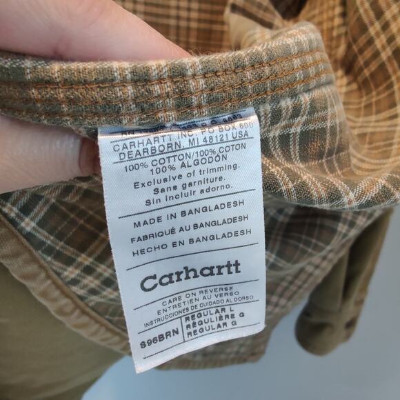 Carhartt Sz L S96BRN Flannel Lined Shirt Jacket Shacket Snap Front Distressed - Picture 9 of 9